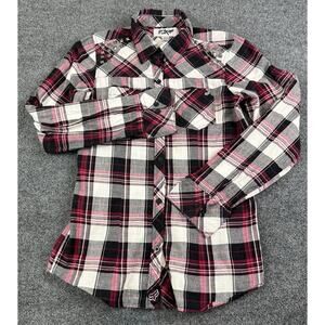 Fox Racing Womens Shirt XL Plaid Button Up Long Sleeve Studded *Fits Like M/L